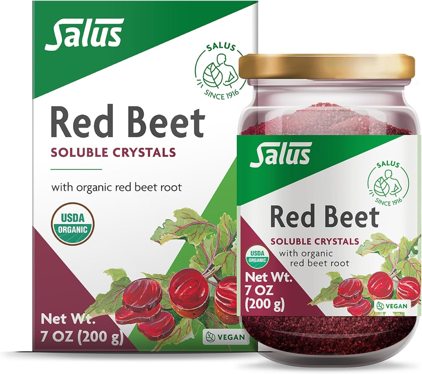 Salus Red Beet Crystals - Organic Nutritional Mix-in Beet Juice Drink - Superfood Drink Supplement with Vitamin C, Folate, Magnesium & Potassium - 7 oz