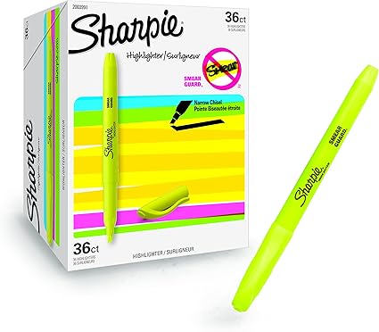 Pocket Highlighters, Chisel Tip, Fluorescent Yellow, 36-Count Set for Office Supplies, School Supplies, Bible Study, and Home Office Essentials