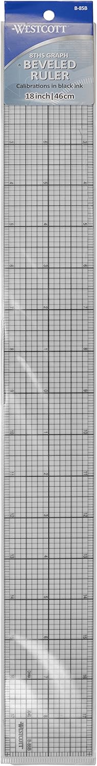 Westcott Beveled Graph Ruler, 2 x 18", Transparent (B-85B)