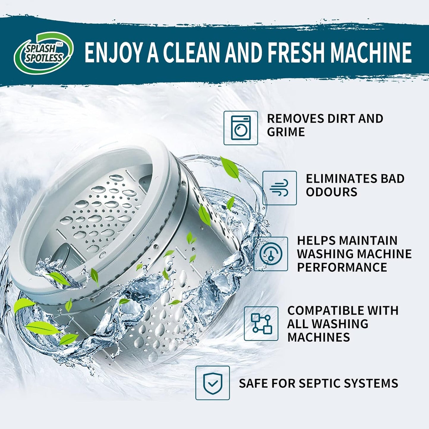 Washing Machine Cleaner Deep Cleaning for HE Top Load Washers and Front Load, 24 Tablets.