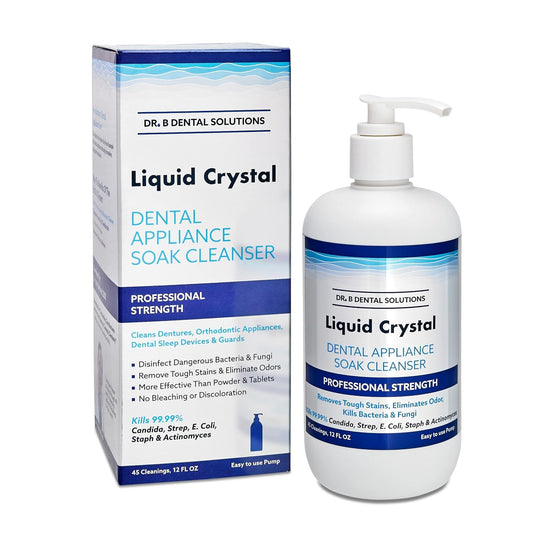 Dr. B Dental Solutions Liquid Crystal Soak Cleanser for Oral Appliances, Dentures, Night Guards, Aligners, & Other Devices