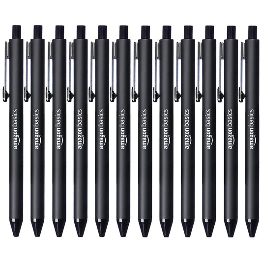 Amazon Basics Retractable Ballpoint Pen - Black, 1.2mm, 12-Pack