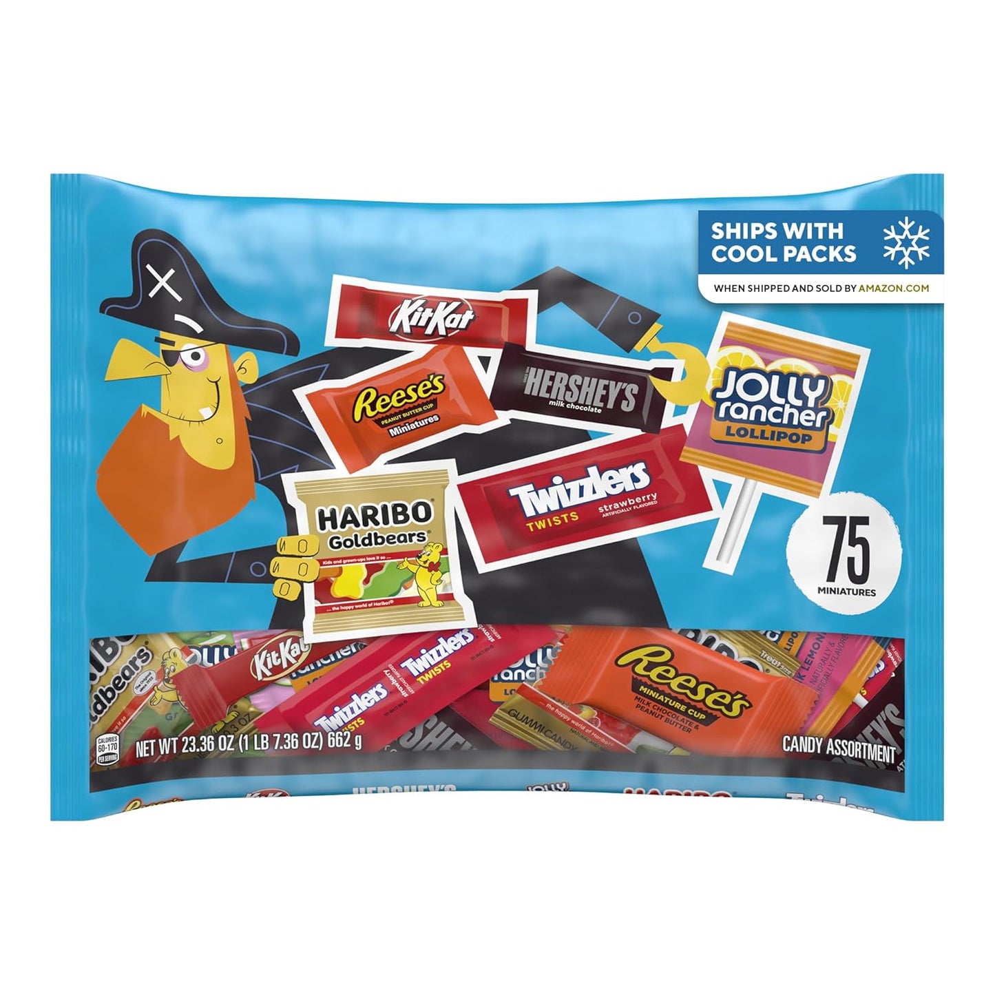 Hershey Miniatures Assorted Flavored, Halloween Candy Bag, 23.36 oz (75 Pieces)