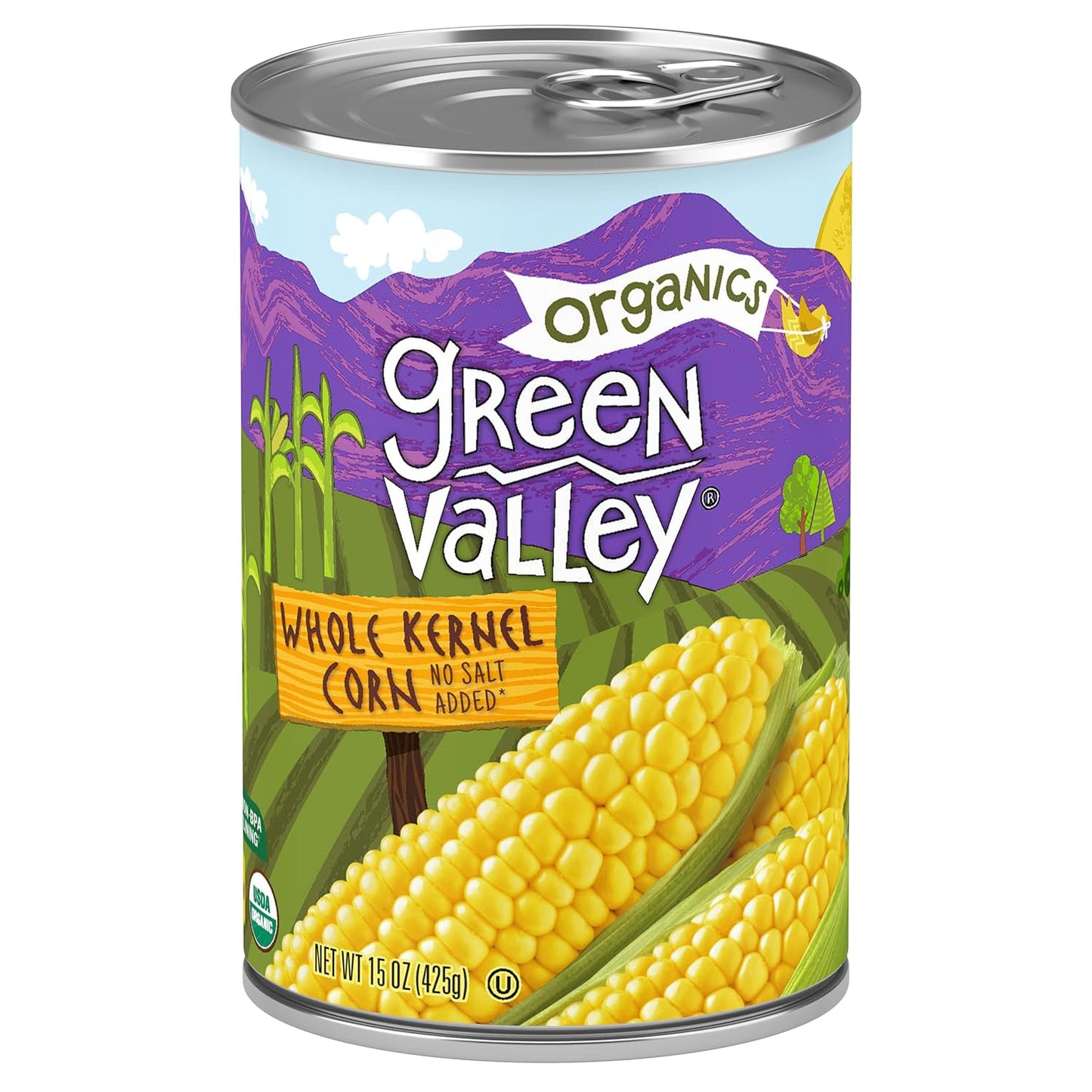 Green Valley Organics Whole Kernel Corn | Certified Organic | 100% Supersweet Variety Corn | 15 oz can (Pack of 4)