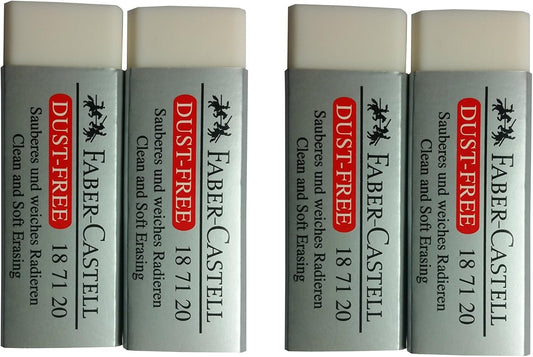 [Pack of 4] Faber-Castell LARGE Eraser Dust Free Clean and Soft Erasing for ART, OFFICE, SCHOOL USE (6.2x2x1.25cm)