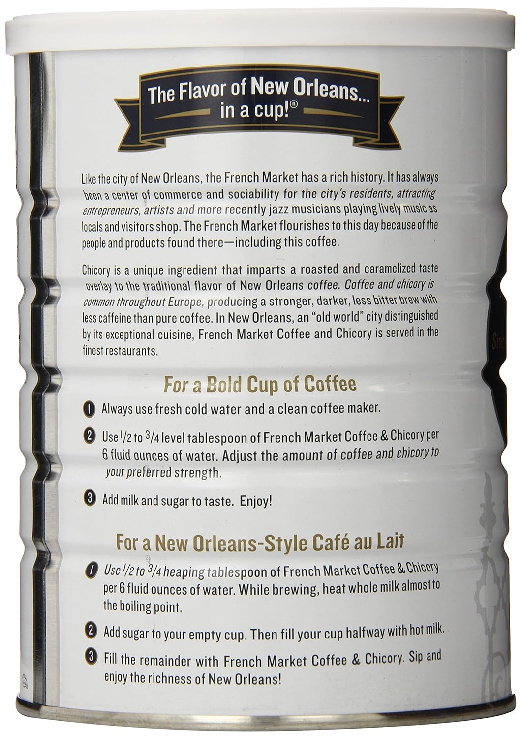 French Market Coffee & Chicory Restaurant Blend Medium-Dark Roast Ground Coffee, 12oz Can (Pack of 1)