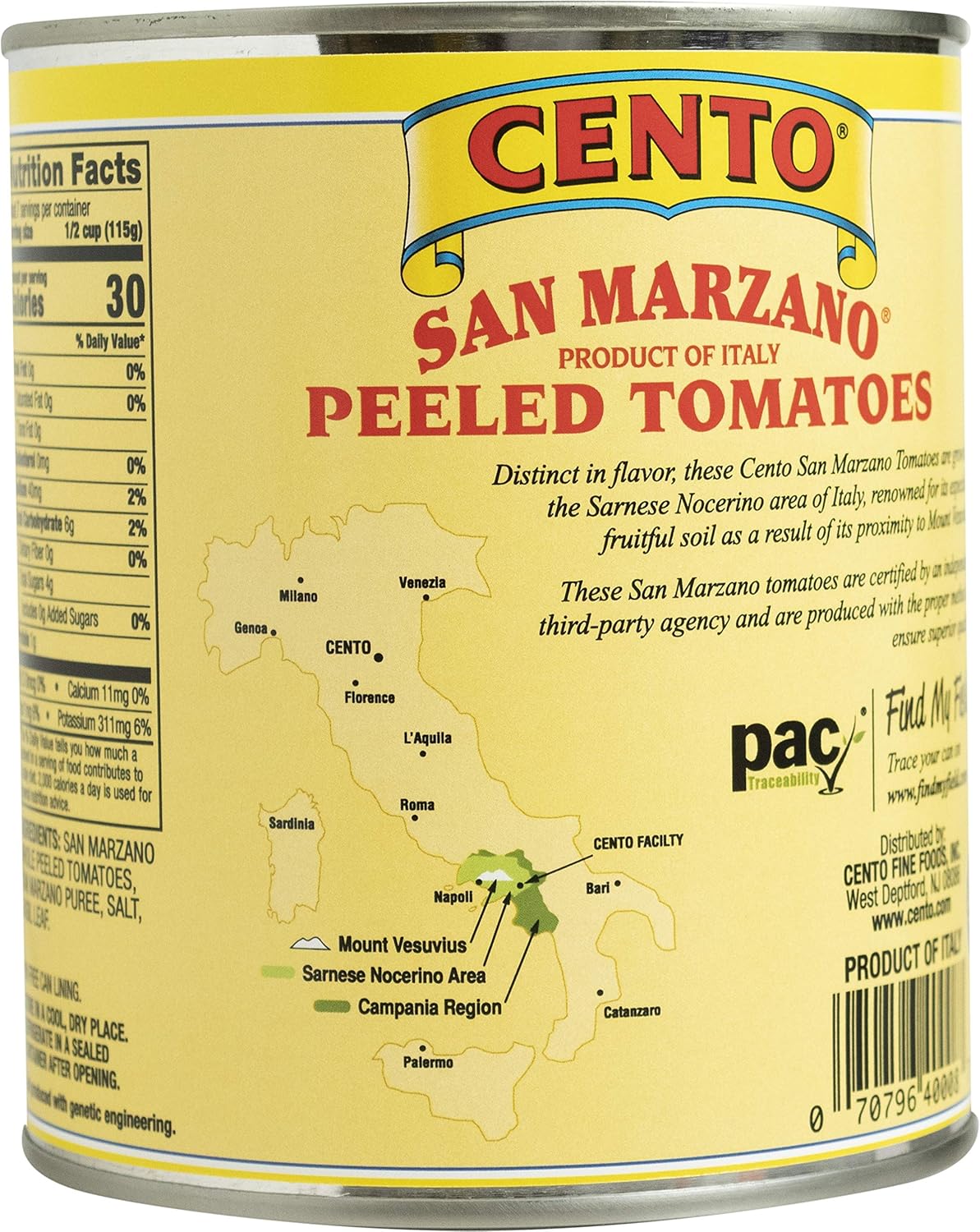 Cento Certified San Marzano Whole Peeled Plum Tomatoes, 28 Ounce, Pack Of 6