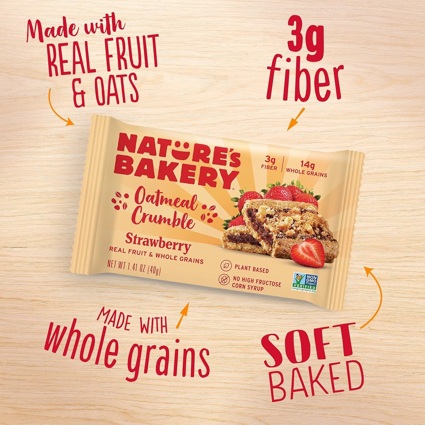 Nature's Bakery Oatmeal Crumble Strawberry Bars, 1.41 Oz, 6 Ct