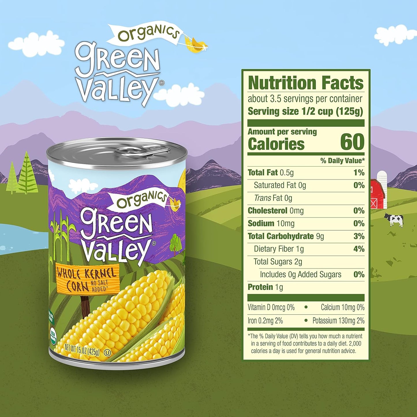 Green Valley Organics Whole Kernel Corn | Certified Organic | 100% Supersweet Variety Corn | 15 oz can (Pack of 4)