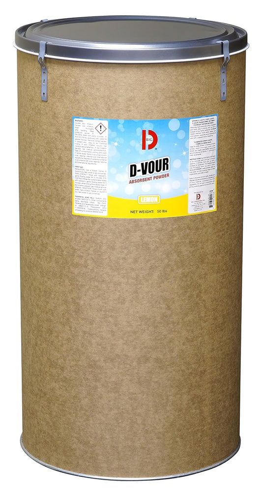 Big D 168 D-Vour Absorbent Powder, Lemon Fragrance, 50 lb Container - Absorbs Accidental Spills for Easy Clean-up - Ideal for use in Schools, Restaurants, Health Care Facilities, Grocery Stores