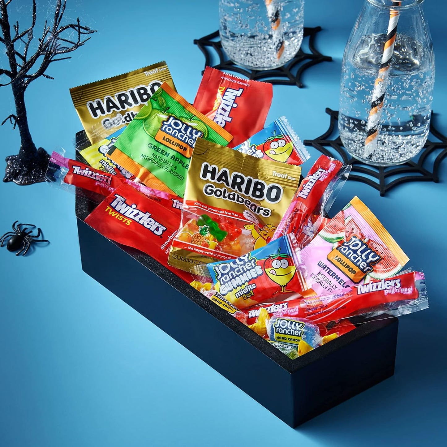 HARIBO, JOLLY RANCHER and TWIZZLERS Assorted Fruit Flavored, Halloween Candy Bag, 25.23 oz (85 Pieces)