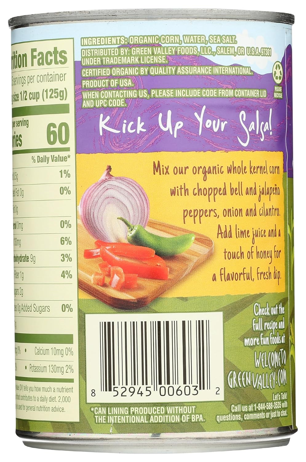 GREEN VALLEY Organic Whole Kernel Sweet Corn, 15 OZ