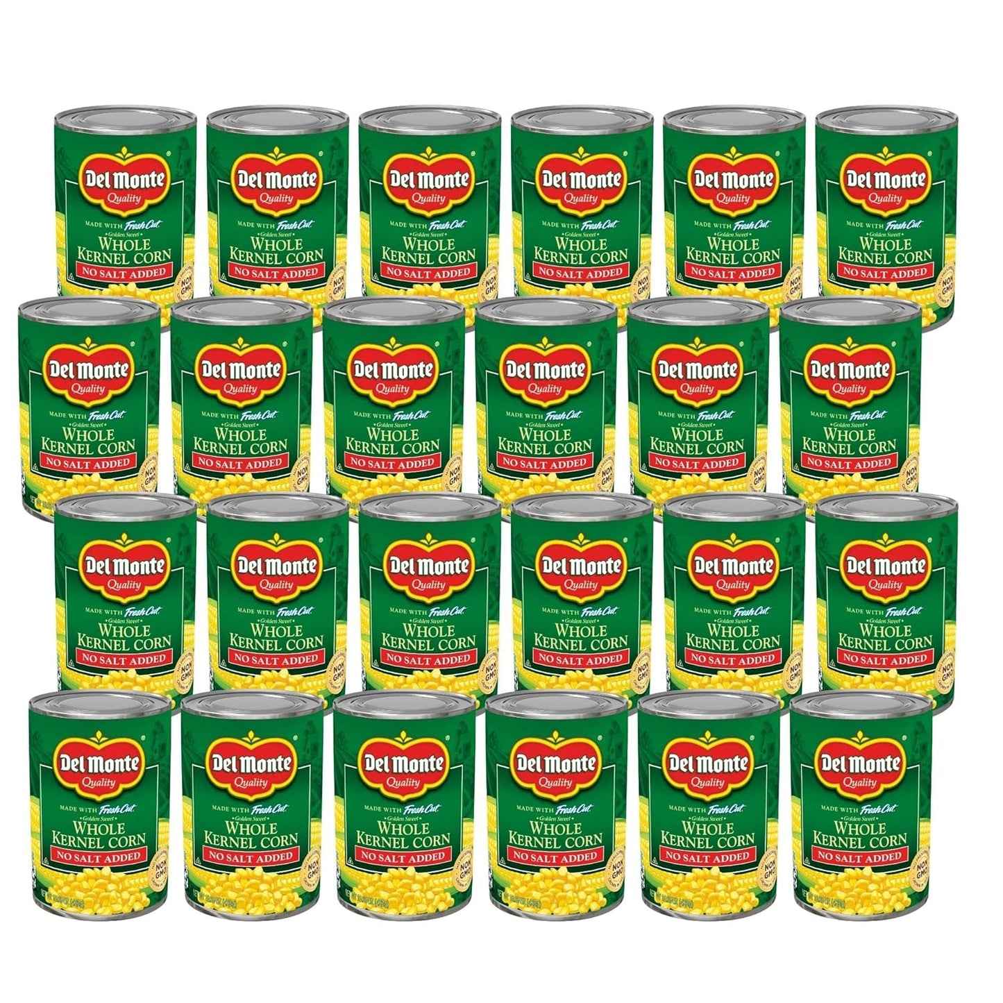 Del Monte Canned Golden Sweet Whole Kernel Corn No Salt Added, 15.25 Ounce (Pack of 24) Canned Corn