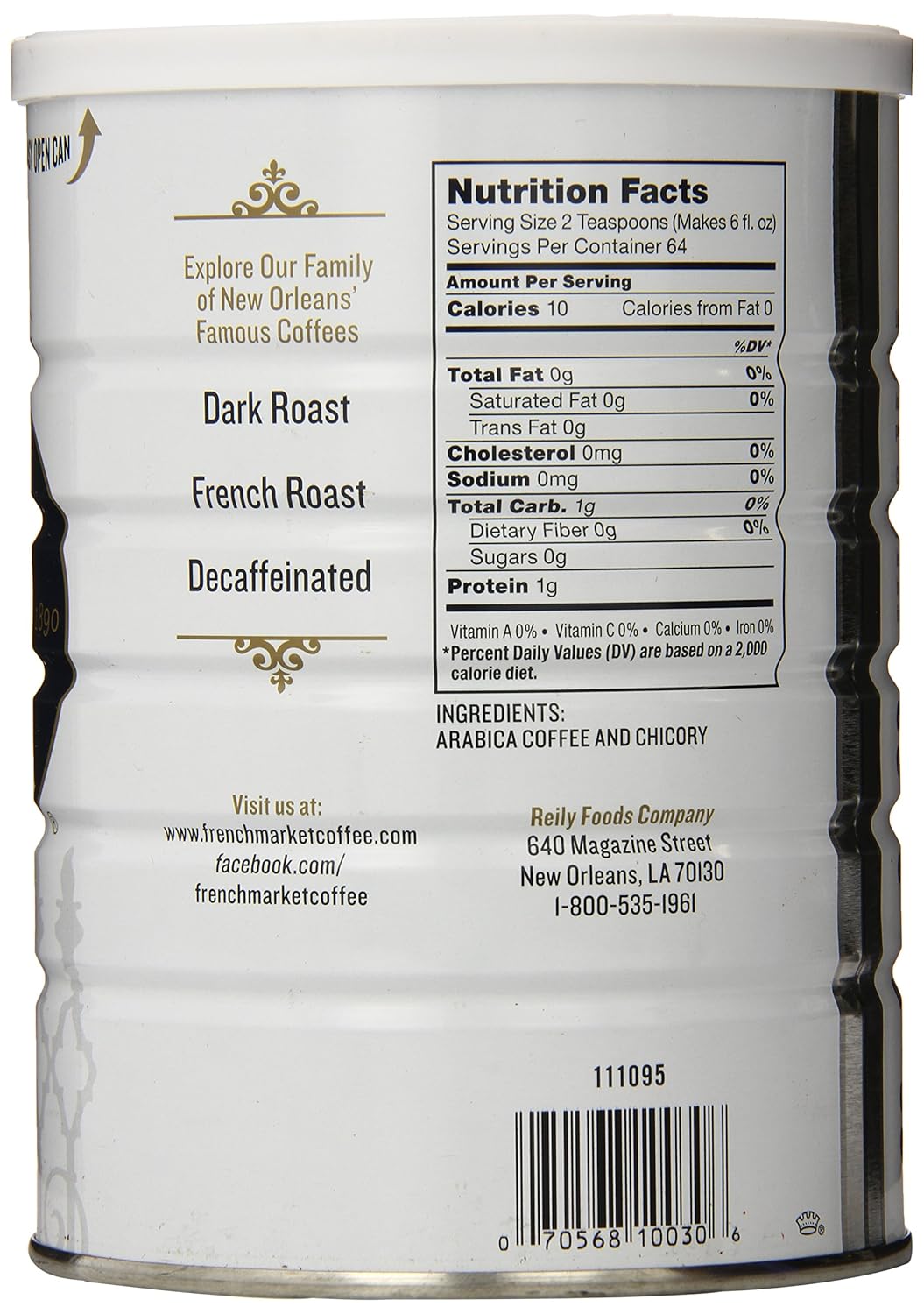 French Market Coffee & Chicory Restaurant Blend Medium-Dark Roast Ground Coffee, 12oz Can (Pack of 1)