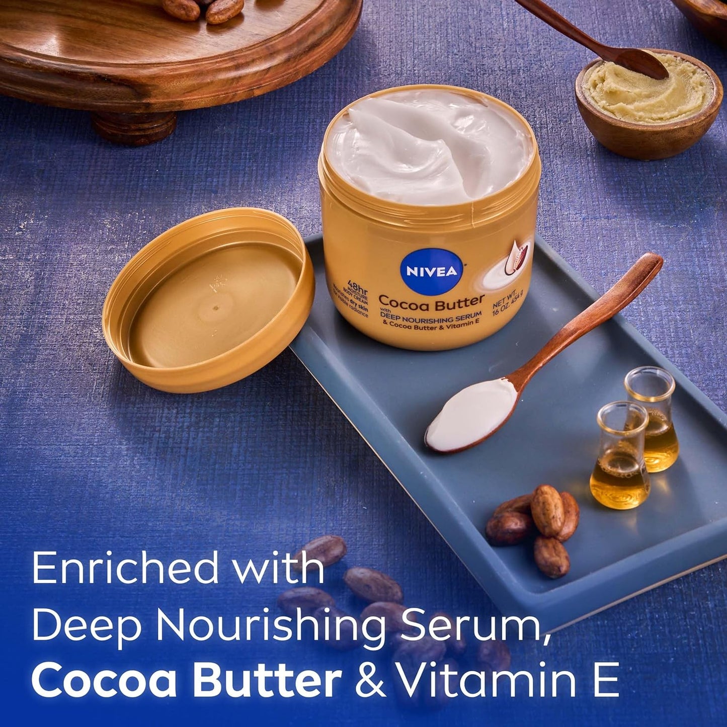 NIVEA Cocoa Butter Body Cream with Deep Nourishing Serum, Cocoa Butter Cream for Dry Skin, 16 Ounce Jar