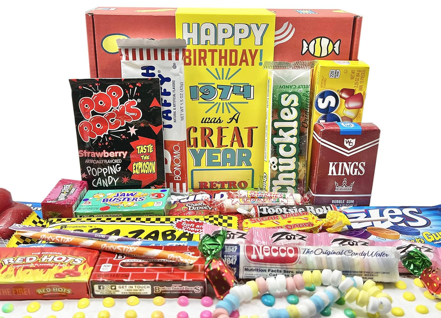 RETRO CANDY YUM ~ 1974 50th Birthday Gift Box of Nostalgic Candy from Childhood for 50 Year Old Man or Woman Born 1974 Jr