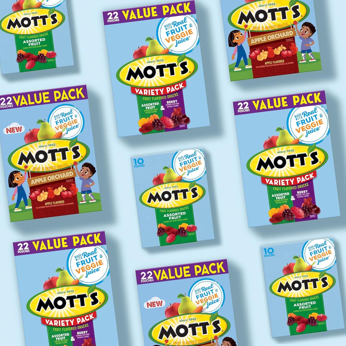 Mott's Fruit Flavored Snacks, Assorted Fruit, Halloween Candy Alternative, Pouches, 0.8 oz, 40 ct