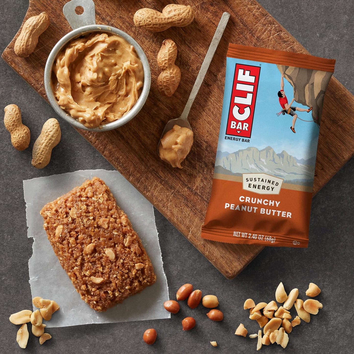 CLIF BAR - Crunchy Peanut Butter - Made with Organic Oats - 11g Protein - Non-GMO - Plant Based - Energy Bars - 2.4 oz. (15 Pack)