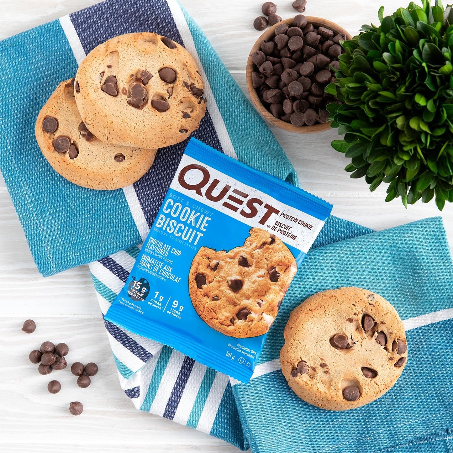 Quest Nutrition Chocolate Chip Protein Cookie; Keto Friendly; High Protein; Low Carb; 12 Count