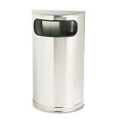 Rubbermaid® Commercial European and Metallic Series Half-Round Waste Receptacle, 9 gal, Steel, Satin Stainless