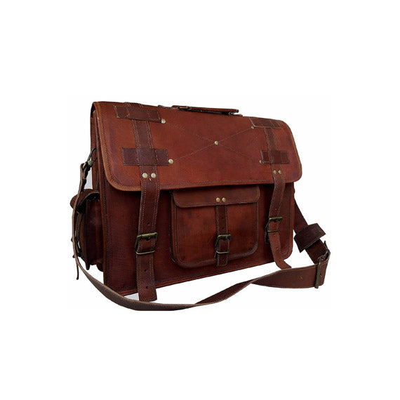 Brown Leather Crossbody Bag For School.