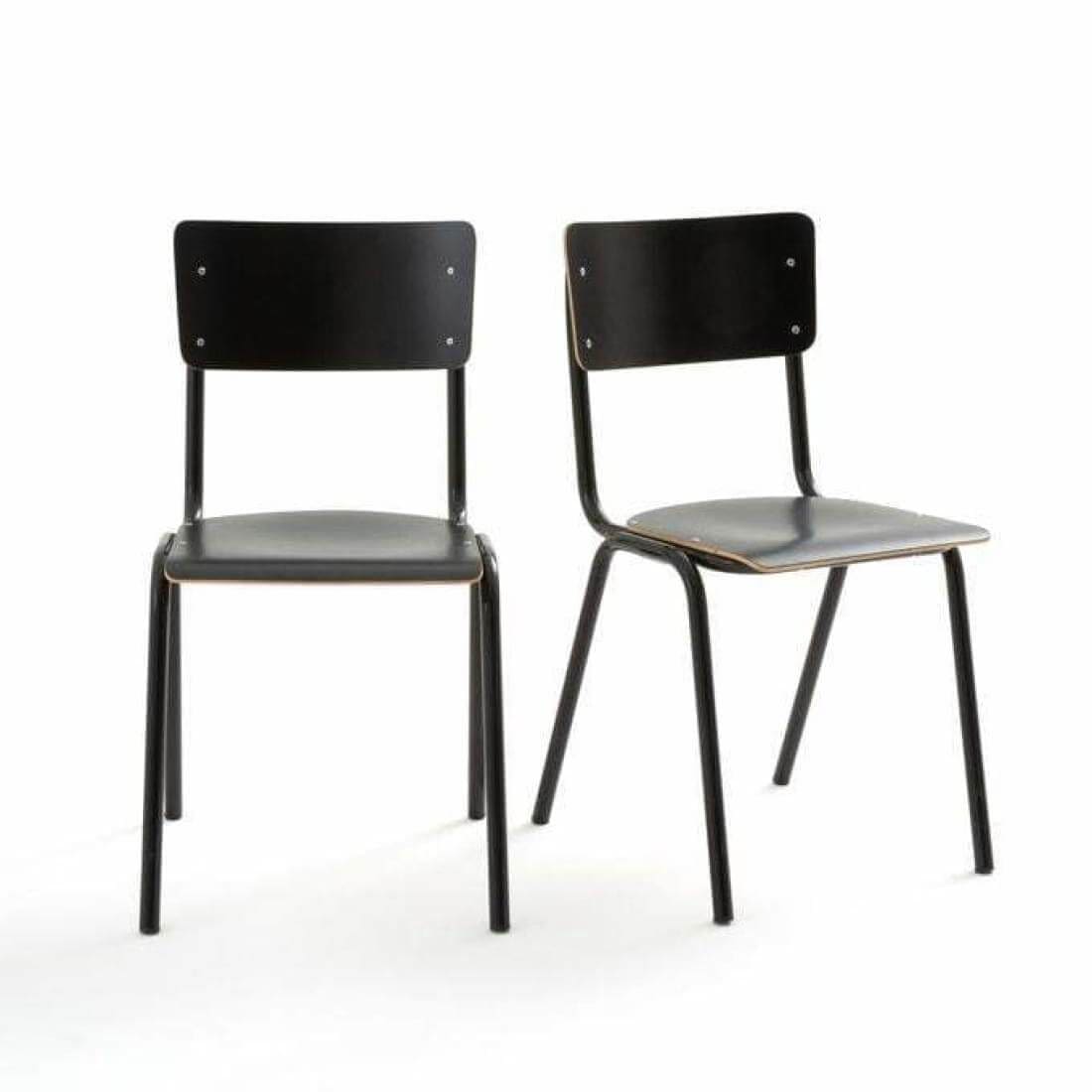 Retro School Chair Black HPL